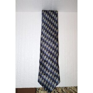Men's Louis & Roth Silk Tie Blue Geometric Pattern Made In Italy